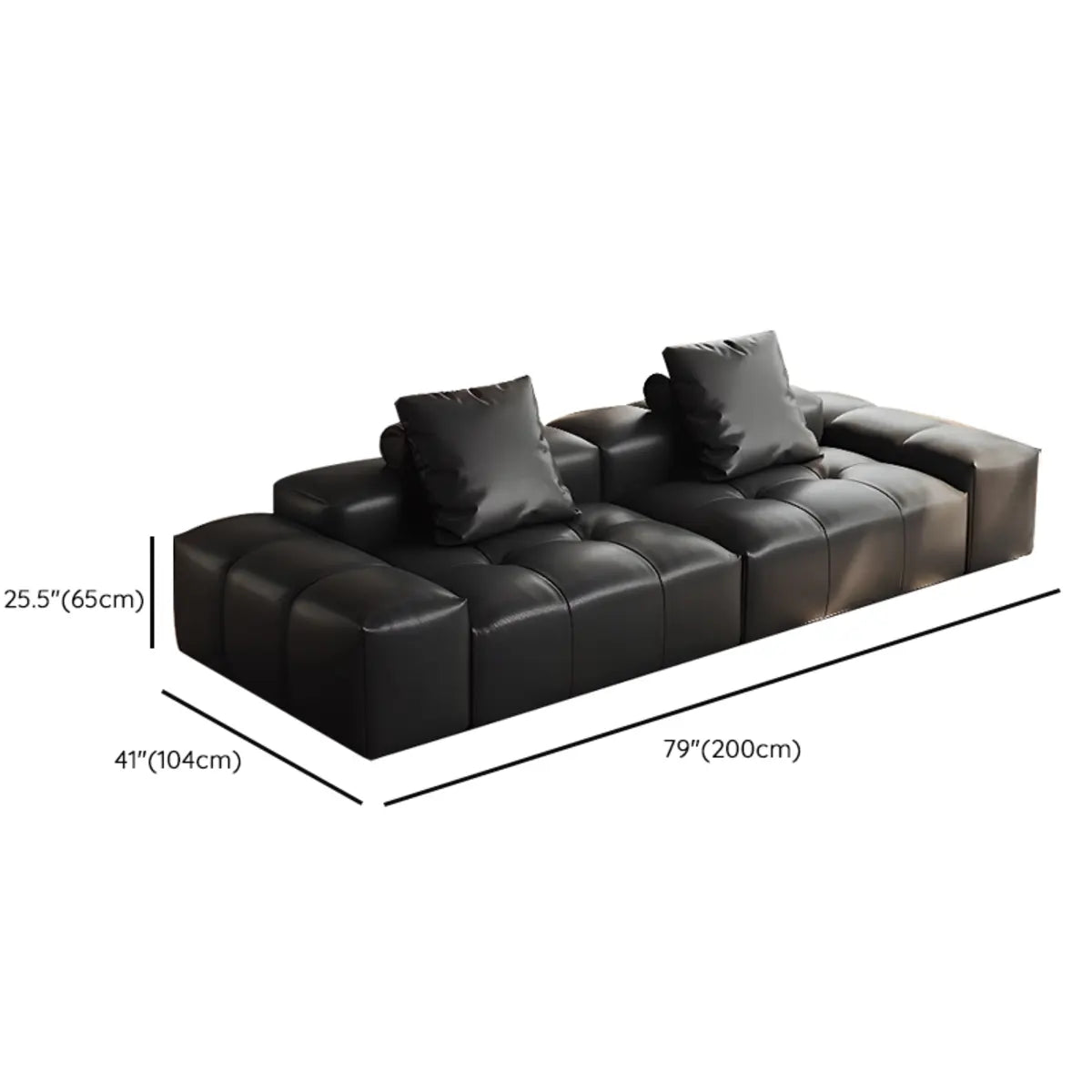 Transitional Black Waterproof Leather 3-Seats Sofa 