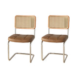 Transitional Faux Leather Dining Chair with Cane Back Image - 14