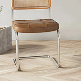 Transitional Faux Leather Dining Chair with Cane Back Image - 17