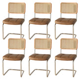 Transitional Faux Leather Dining Chair with Cane Back Image - 18