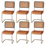 Transitional Faux Leather Dining Chair with Cane Back Image - 25