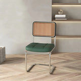 Transitional Faux Leather Dining Chair with Cane Back Image - 27