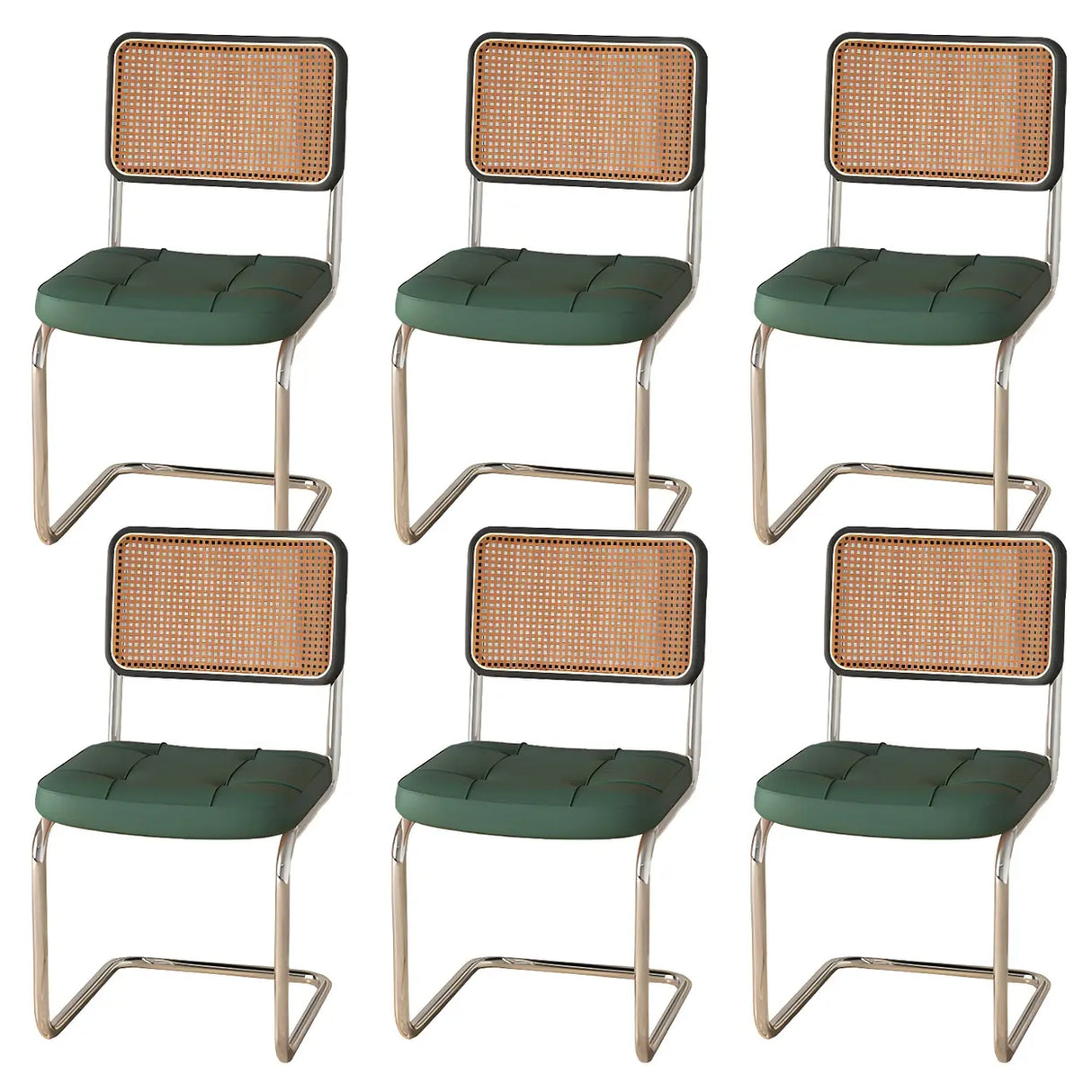 Transitional Faux Leather Dining Chair with Cane Back Image - 30