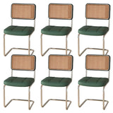 Transitional Faux Leather Dining Chair with Cane Back Image - 30