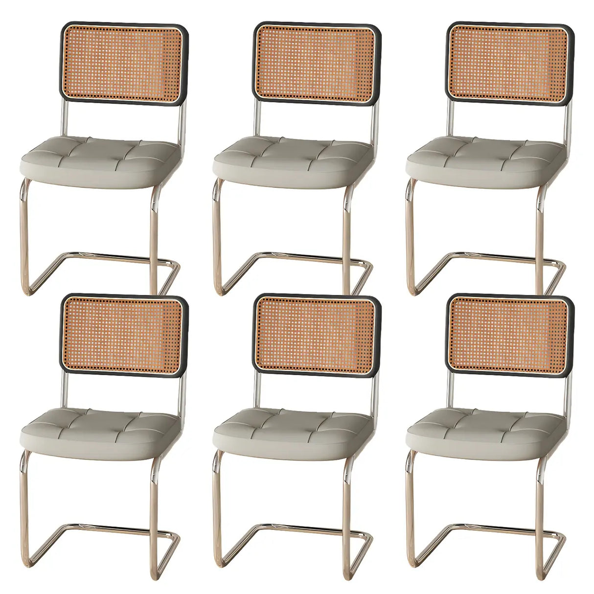 Transitional Faux Leather Dining Chair with Cane Back Image - 55