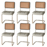 Transitional Faux Leather Dining Chair with Cane Back Image - 55