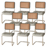 Transitional Faux Leather Dining Chair with Cane Back Image - 56
