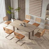 Transitional Faux Leather Dining Chair with Cane Back Image - 7
