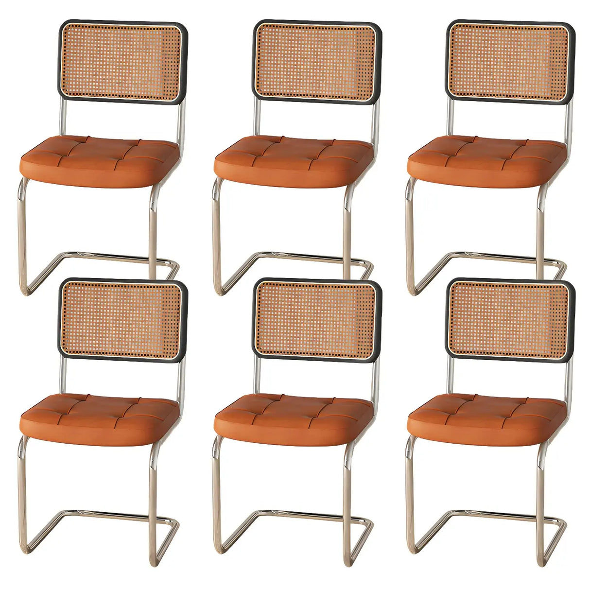 Transitional Faux Leather Dining Chair with Cane Back Image - 8
