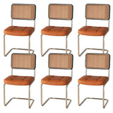 Transitional Faux Leather Dining Chair with Cane Back Image - 8