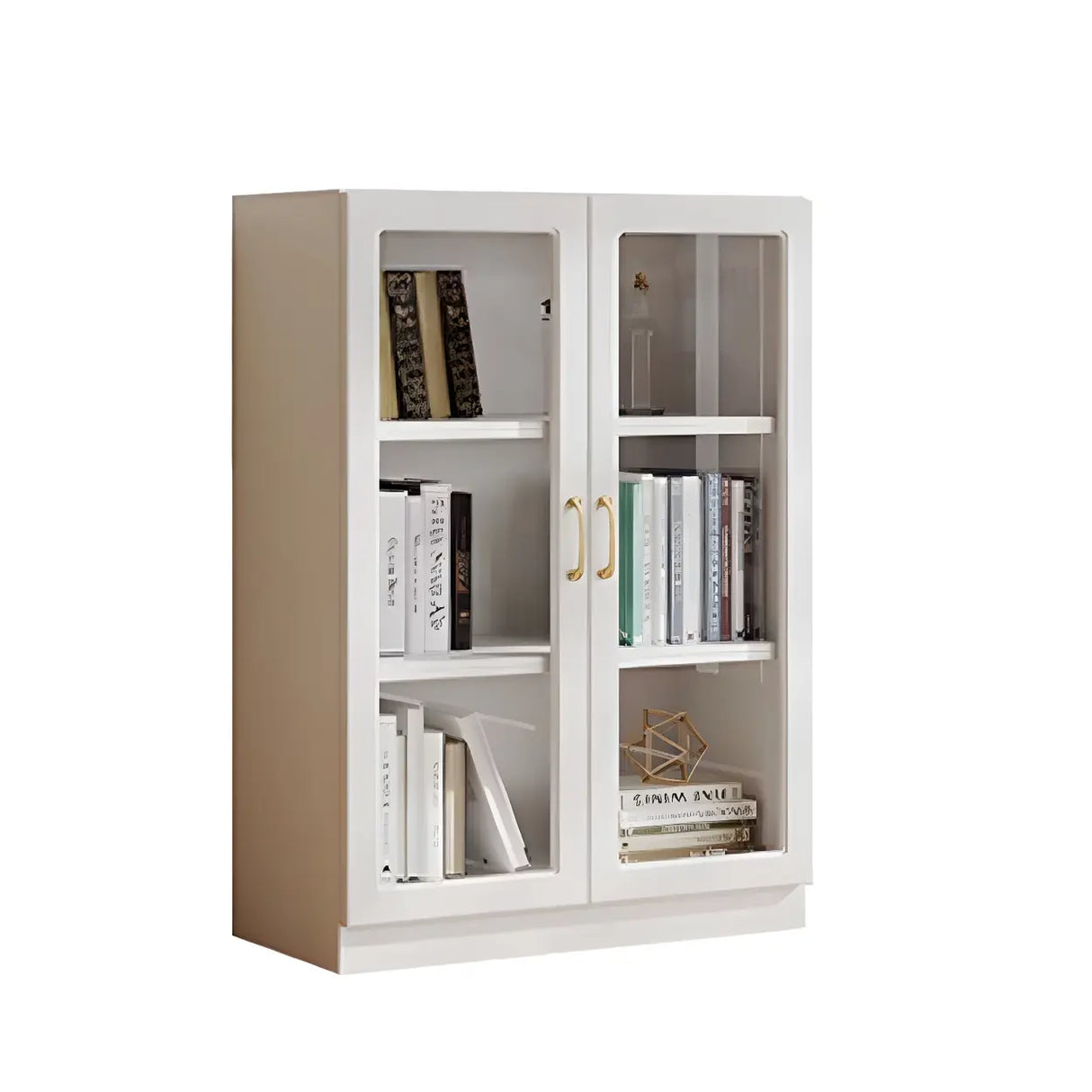 Transparent Glass Door Wooden Cabinet Storage Bookcase Image - 17