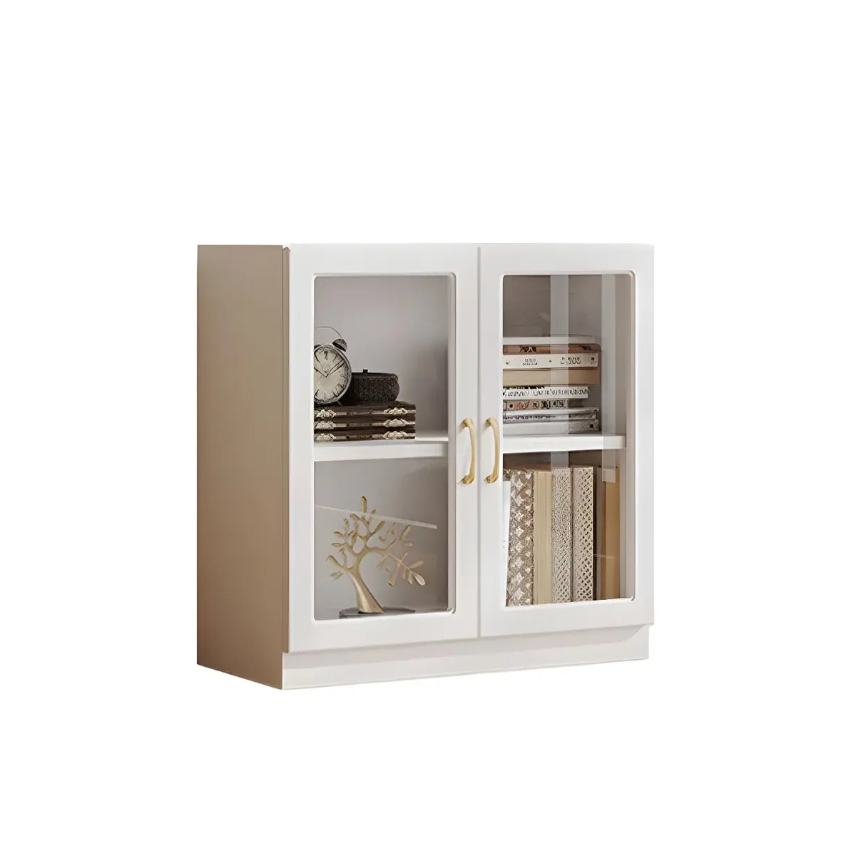 Transparent Glass Door Wooden Cabinet Storage Bookcase Image - 20