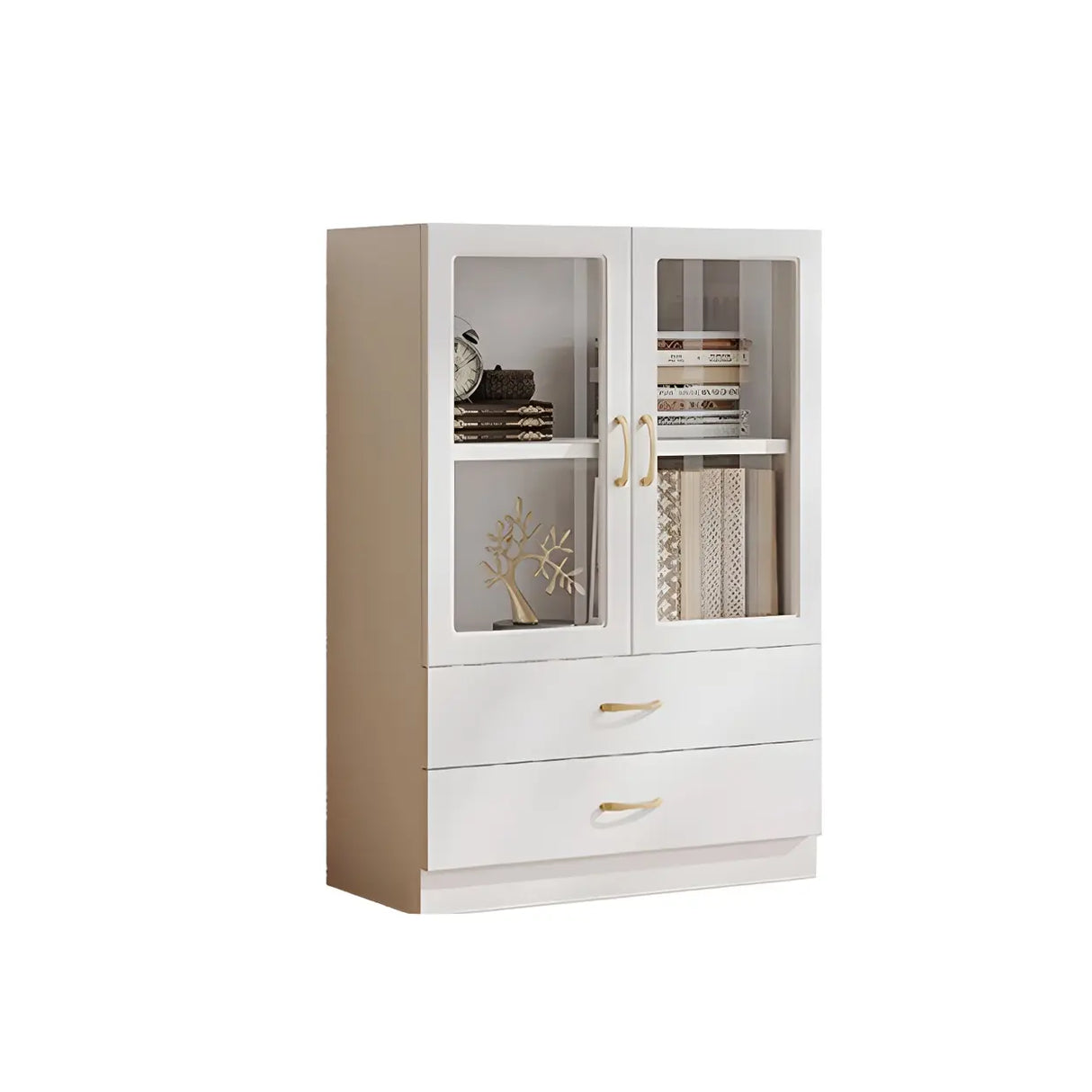 Transparent Glass Door Wooden Cabinet Storage Bookcase Image - 21