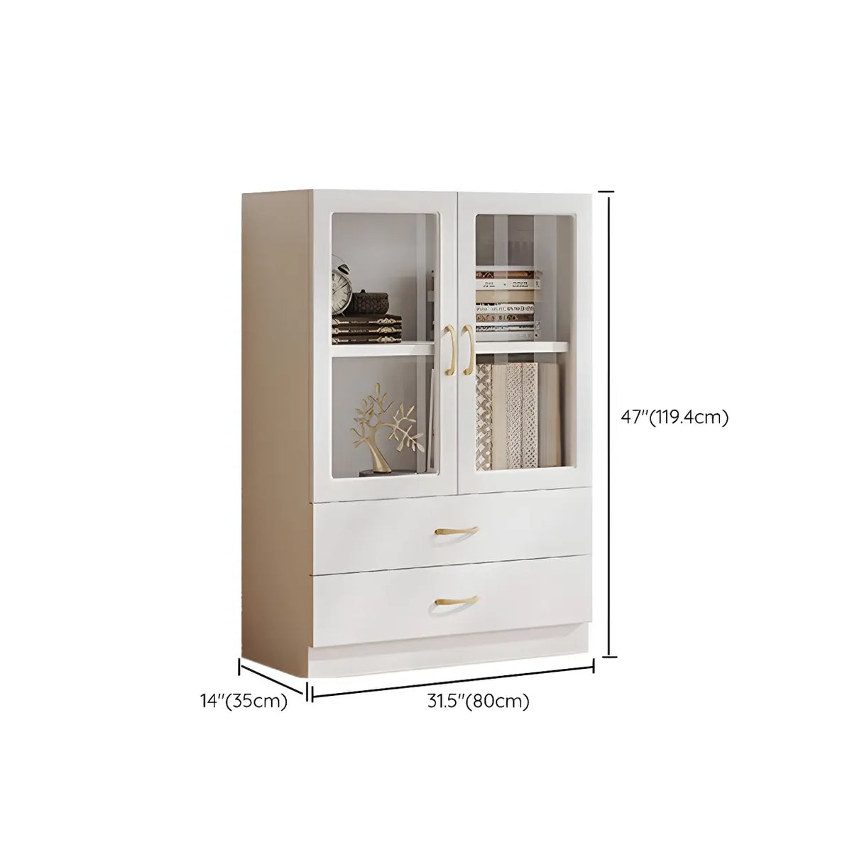 Transparent Glass Door Wooden Cabinet Storage Bookcase Image - 25
