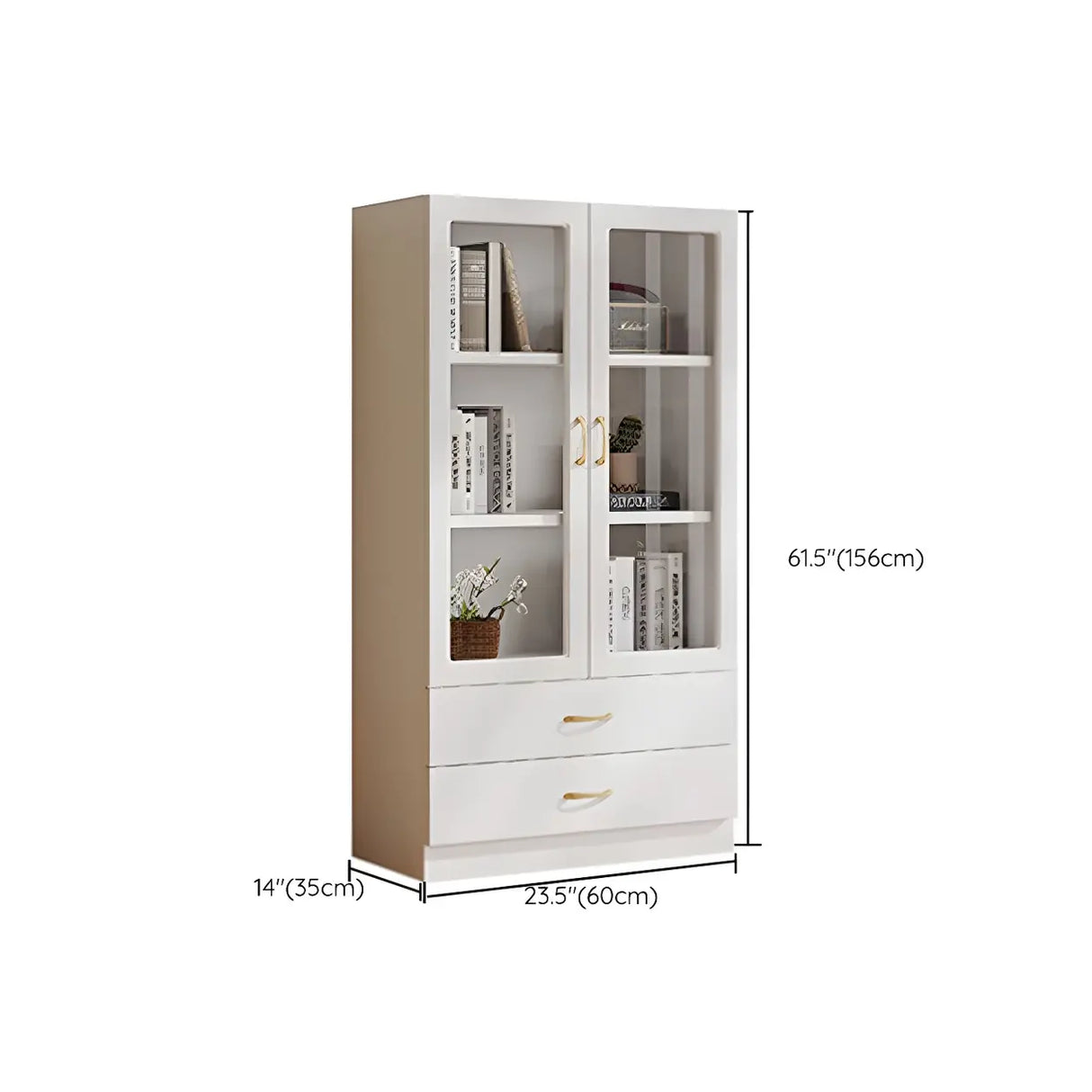 Transparent Glass Door Wooden Cabinet Storage Bookcase Image - 27