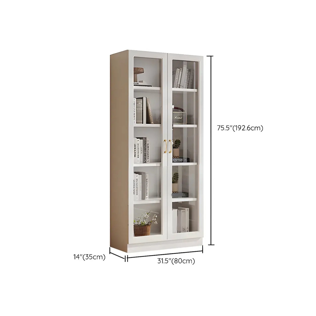Transparent Glass Door Wooden Cabinet Storage Bookcase Image - 32
