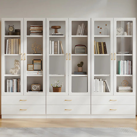 Transparent Glass Door Wooden Cabinet Storage Bookcase Image - 7