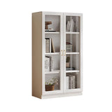 Transparent Glass Door Wooden Cabinet Storage Bookcase Image - 9