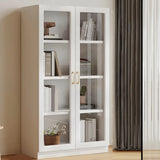 Transparent Glass Door Wooden Cabinet Storage Bookcase Image - 11