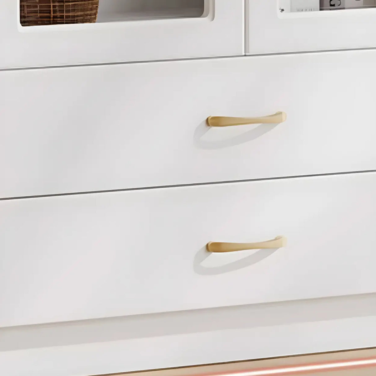 Transparent Glass Door Wooden Cabinet Storage Bookcase Image - 14