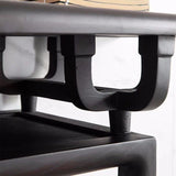 Tray Top Black Wood Storage Console Table with Shelf Image - 8