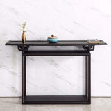 Tray Top Black Wood Storage Console Table with Shelf Image - 2