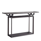 Tray Top Black Wood Storage Console Table with Shelf Image - 4