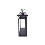 Tray Top Black Wood Storage Console Table with Shelf Image - 6