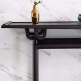 Tray Top Black Wood Storage Console Table with Shelf Image - 7