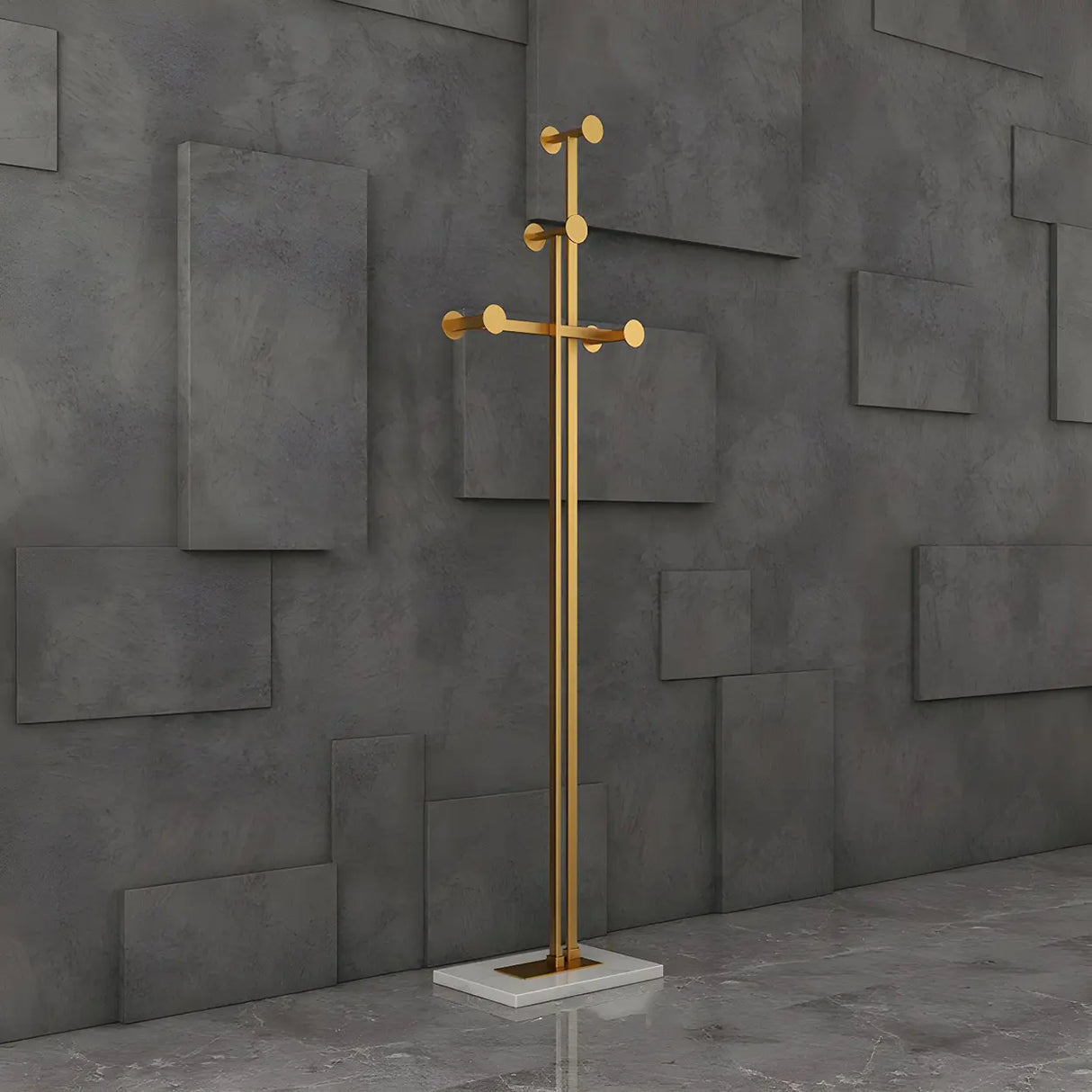 Tree Gold Tall Entryway Freestanding Coat Rack with Hooks Image - 6