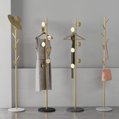 Tree Metal Gold Marble Freestanding Entryway Coat Rack Image - 1