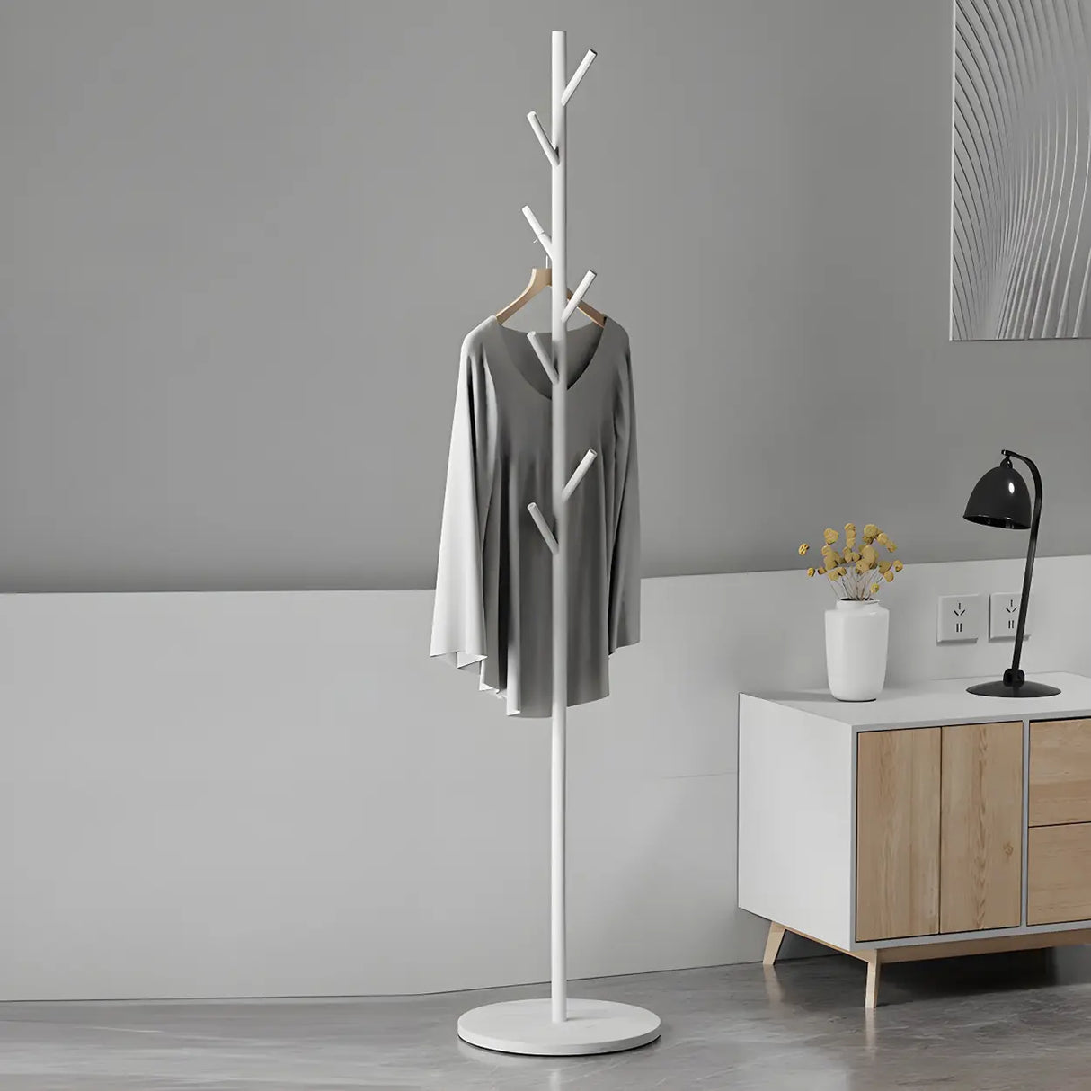 Tree Metal Gold Marble Freestanding Entryway Coat Rack Image - 22