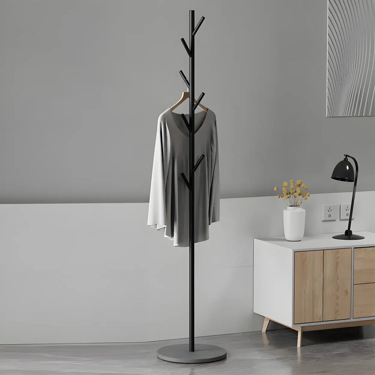Tree Metal Gold Marble Freestanding Entryway Coat Rack Image - 27
