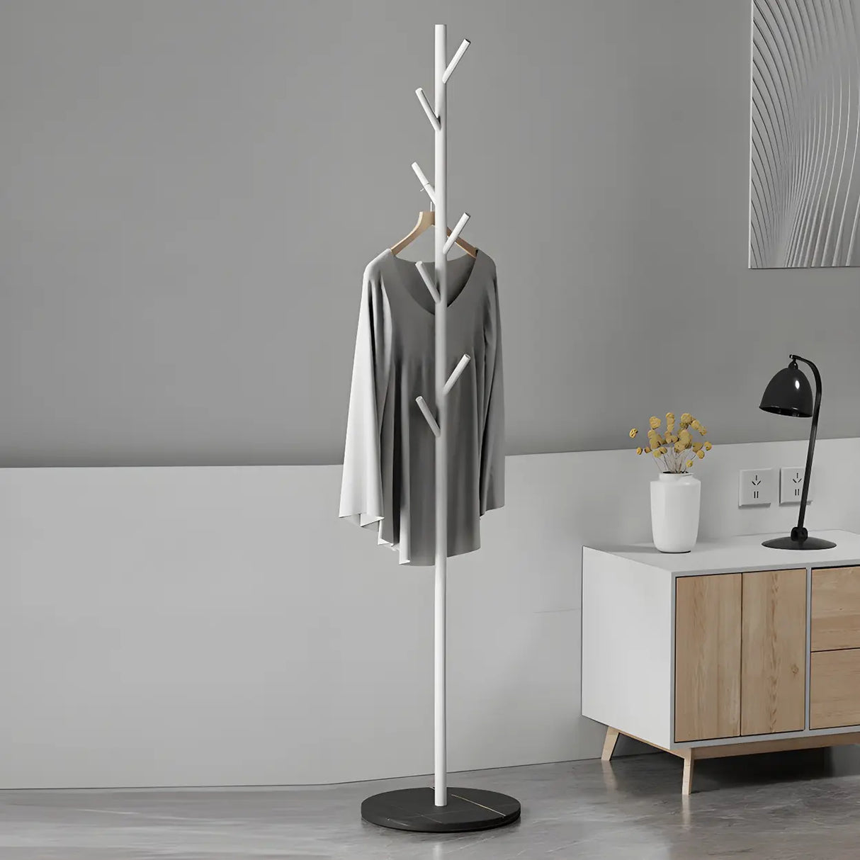 Tree Metal Gold Marble Freestanding Entryway Coat Rack Image - 29