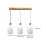 Trendy 3-Light Lantern Wooden Island Pendant Light #size