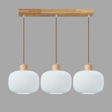 Trendy 3-Light Lantern Wooden Island Pendant Light Image - 2