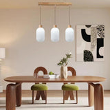 Trendy 3-Light Lantern Wooden Island Pendant Light Image - 4