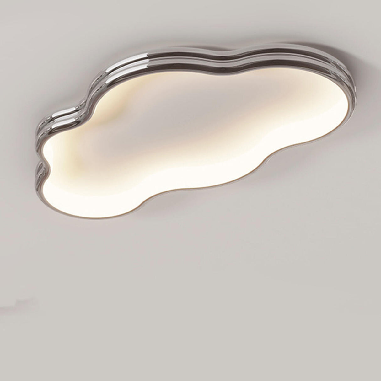 Trendy Bedroom Cloud LED Chrome Flush Mount Light Image - 7