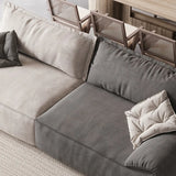Trendy Beige-Gray Scratch Resistant Baby Fleece Sofa Image - 6