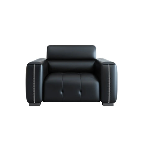 Trendy Black Faux Leather Square Arm Cushion Back Sofa Image - 2