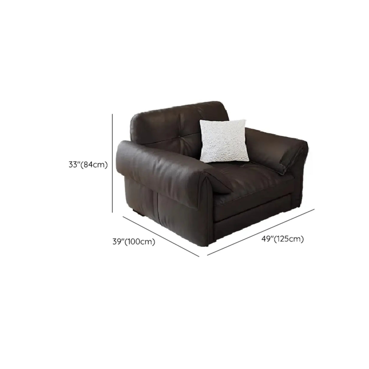 Trendy Black Full Grain Cow Leather Tufted Back Sofa 