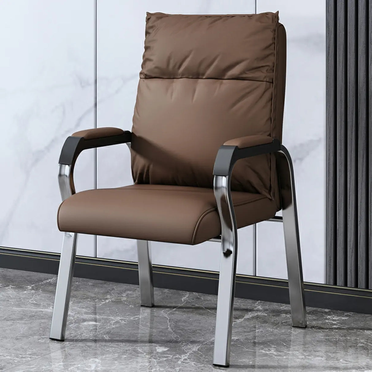 Trendy Black High Back Cushioned Steel Frame Office Chair Image - 13