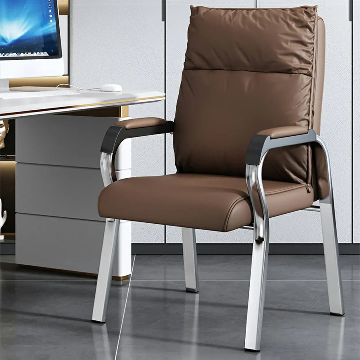 Trendy Black High Back Cushioned Steel Frame Office Chair Image - 7