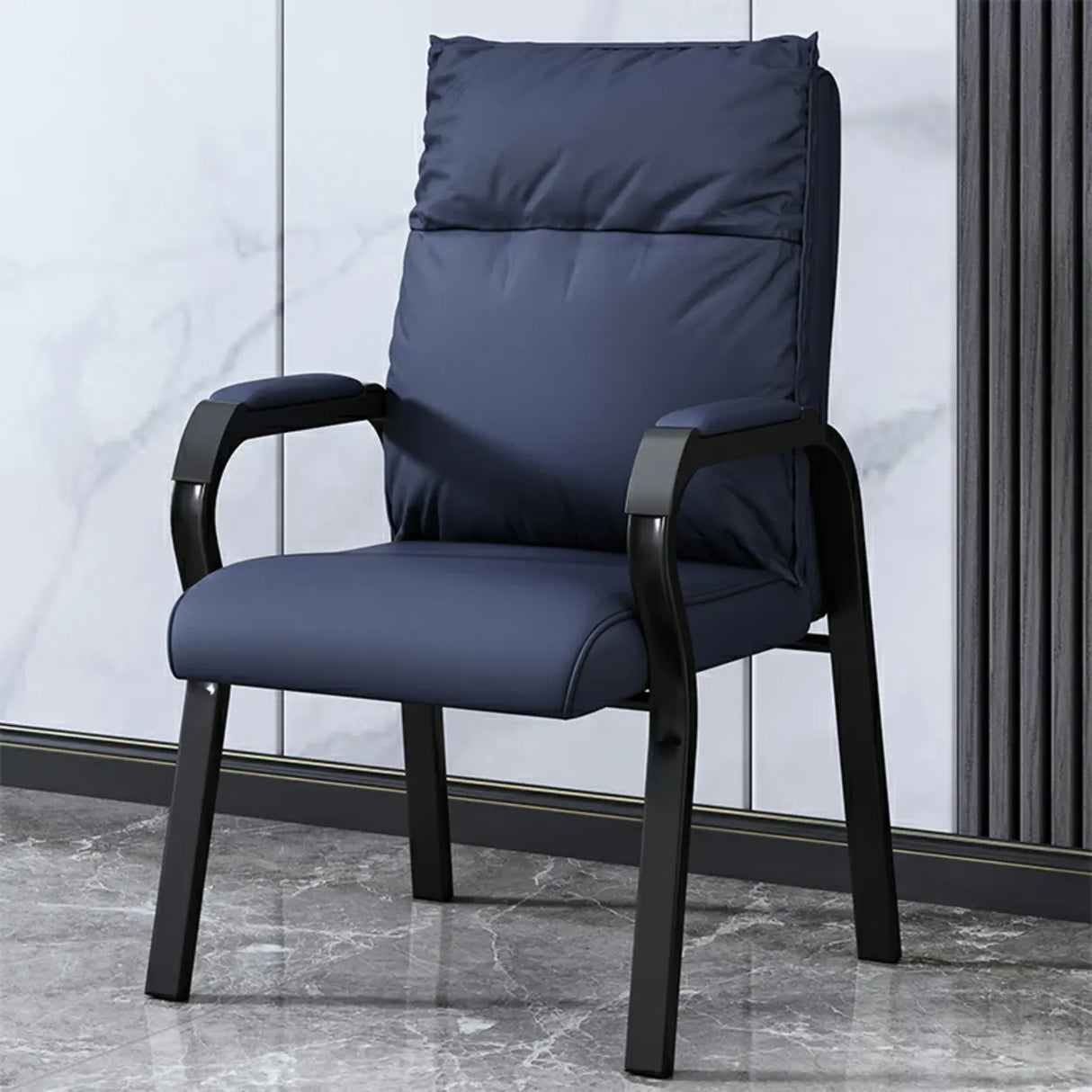 Trendy Black High Back Cushioned Steel Frame Office Chair Image - 8