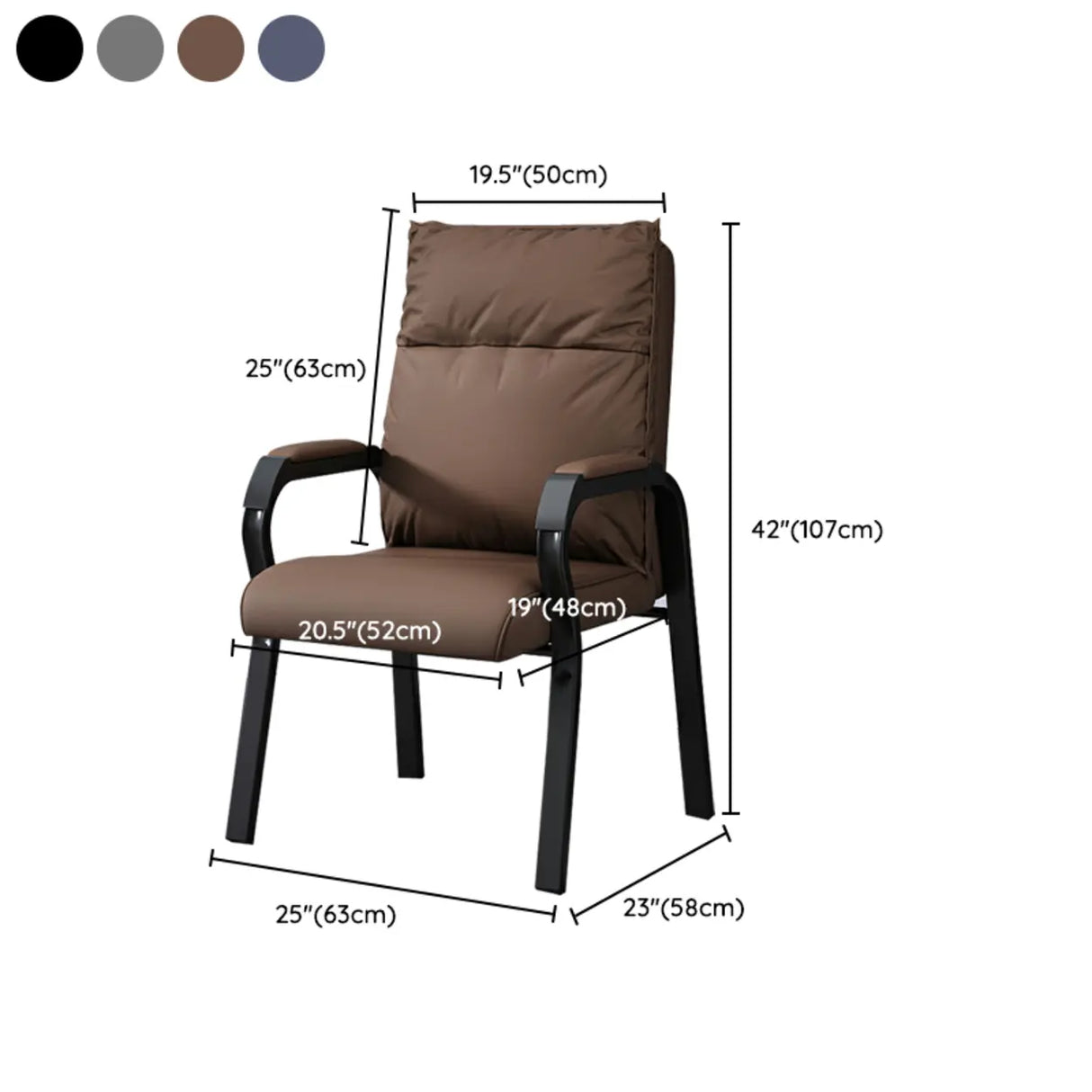 Trendy Black High Back Cushioned Steel Frame Office Chair Image - 19