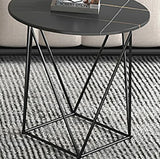Trendy Black Stone Oval Iron Frame Nesting Coffee Table Image - 8