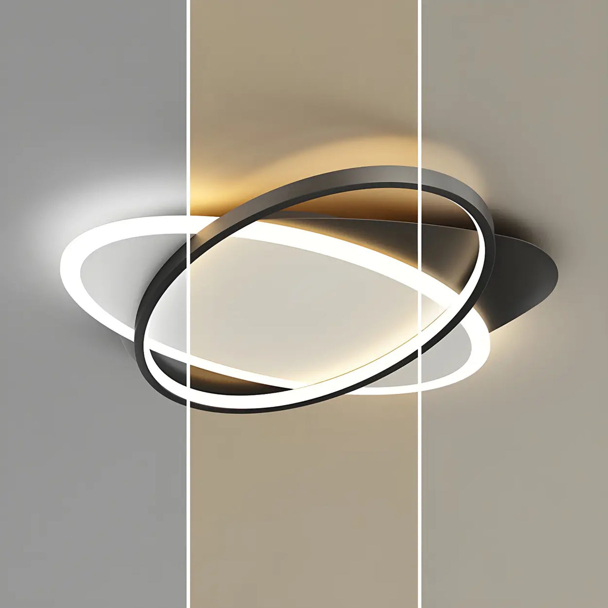 Trendy Black Triple Square LED Flush Mount Ceiling Lamp Image - 10