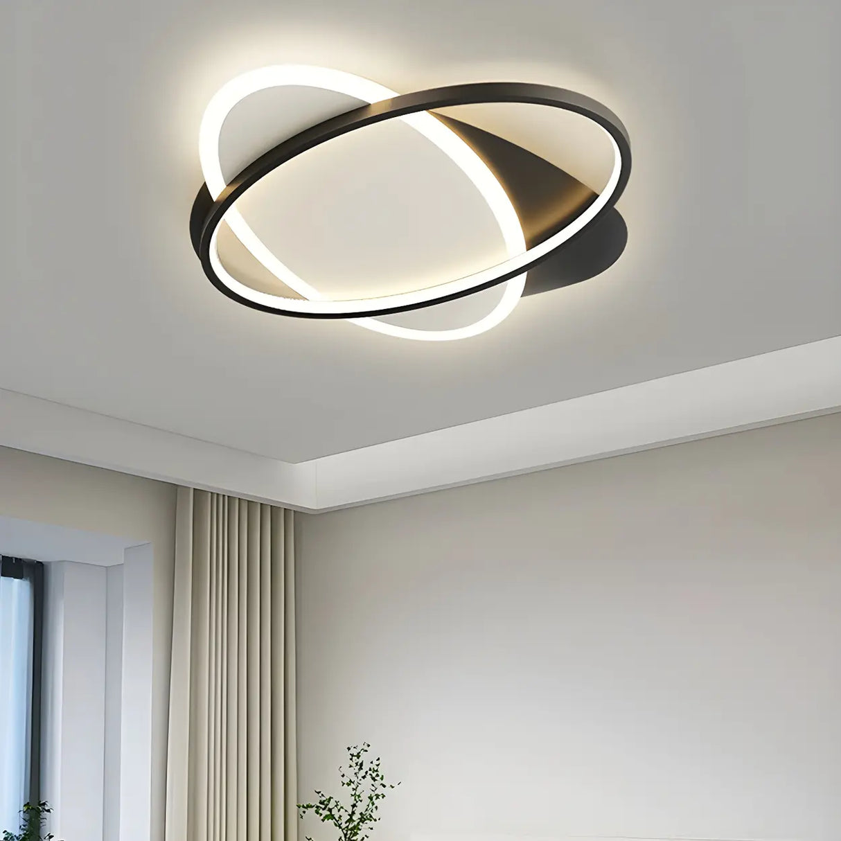 Trendy Black Triple Square LED Flush Mount Ceiling Lamp Image - 3