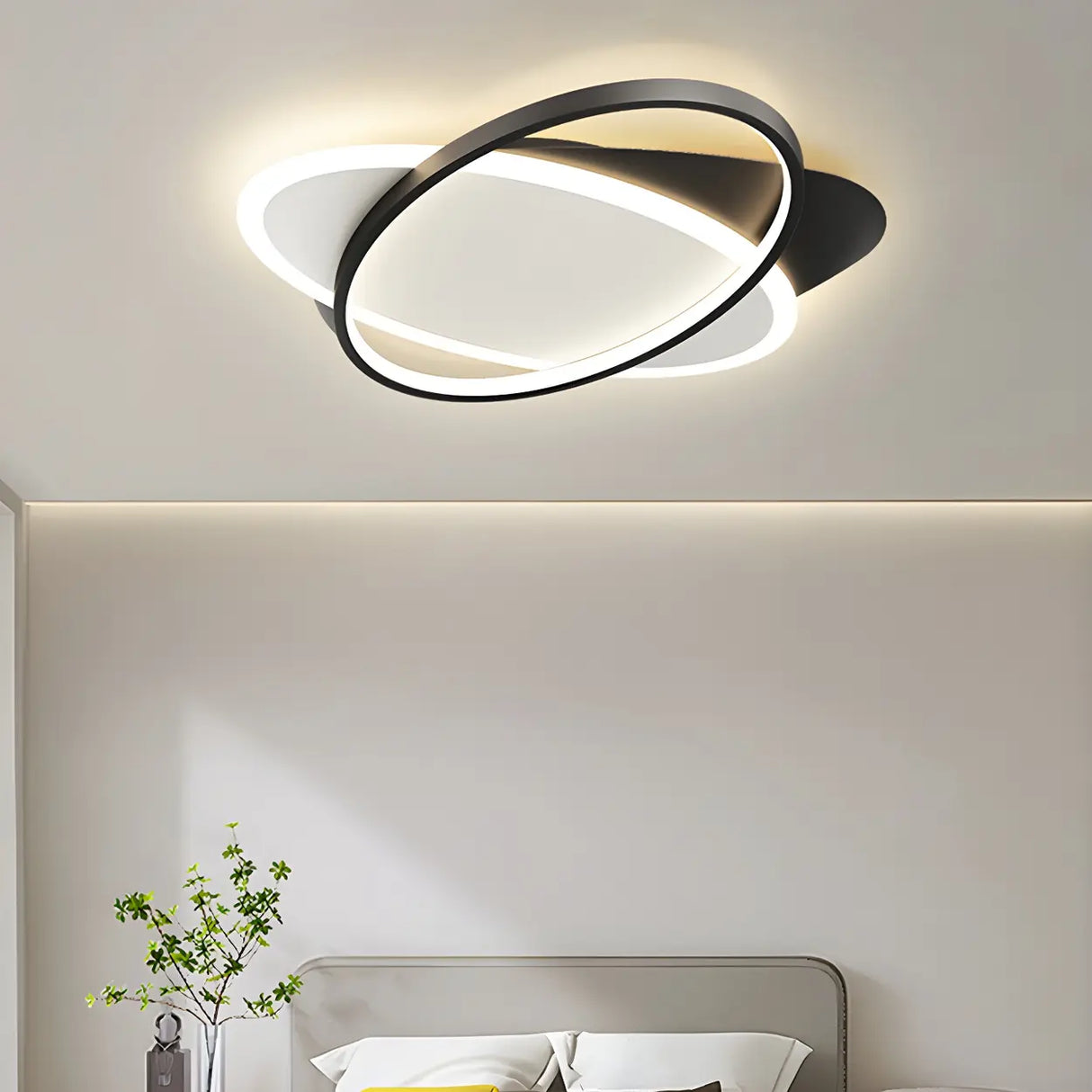 Trendy Black Triple Square LED Flush Mount Ceiling Lamp Image - 4