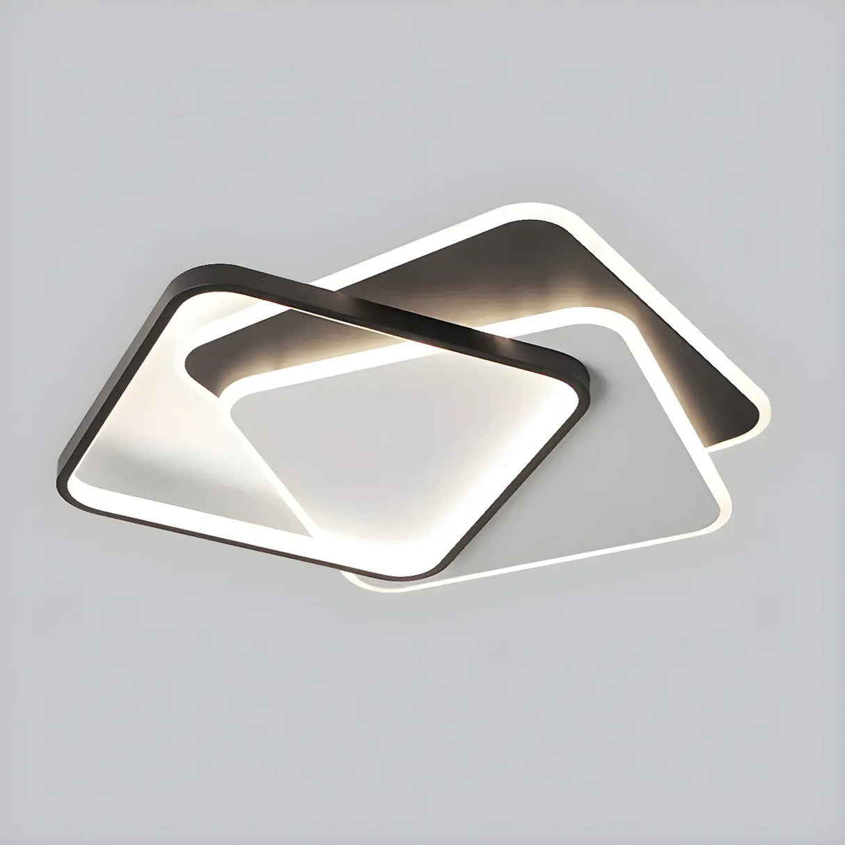 Trendy Black Triple Square LED Flush Mount Ceiling Lamp Image - 7